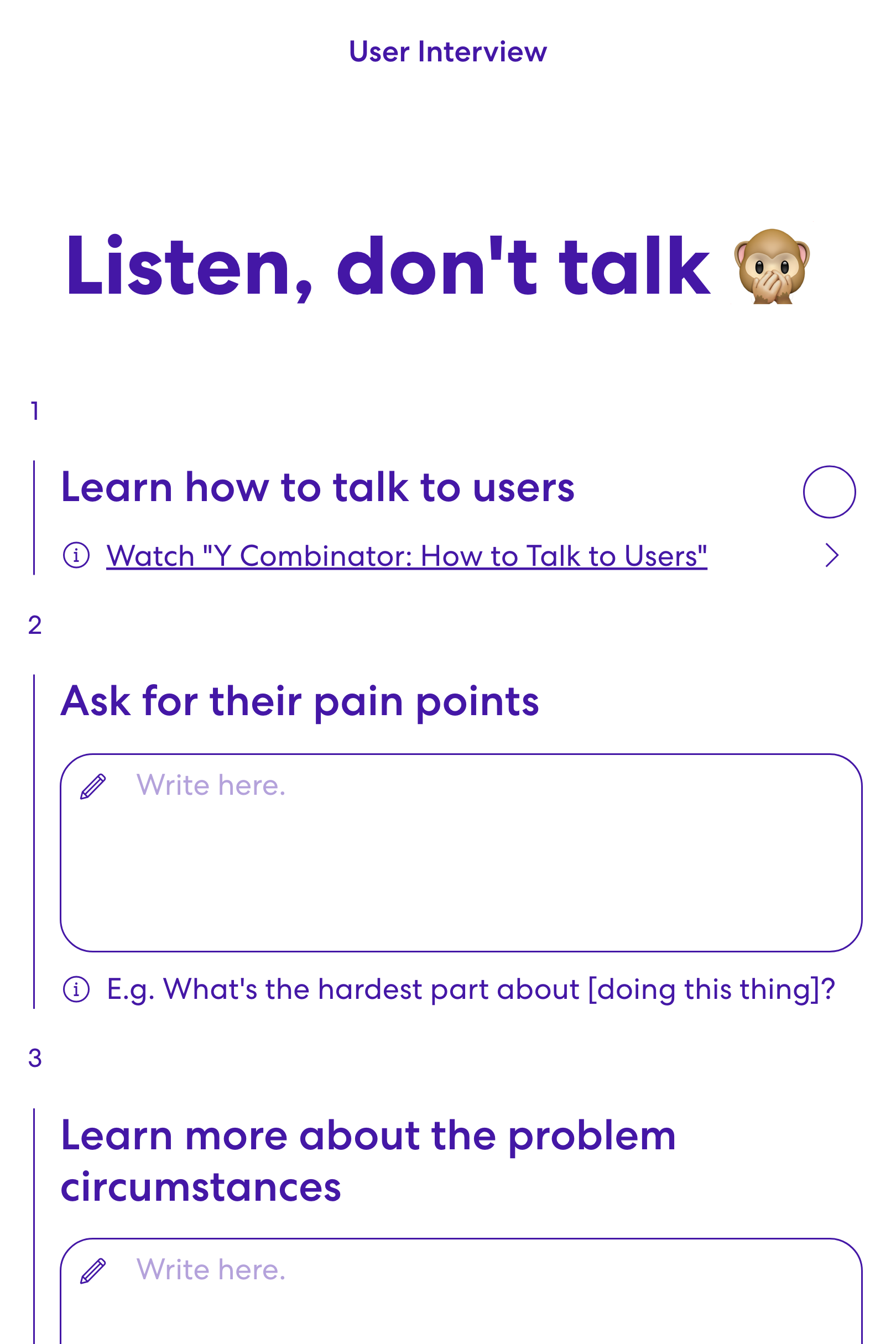 Screenshot of User Interview template