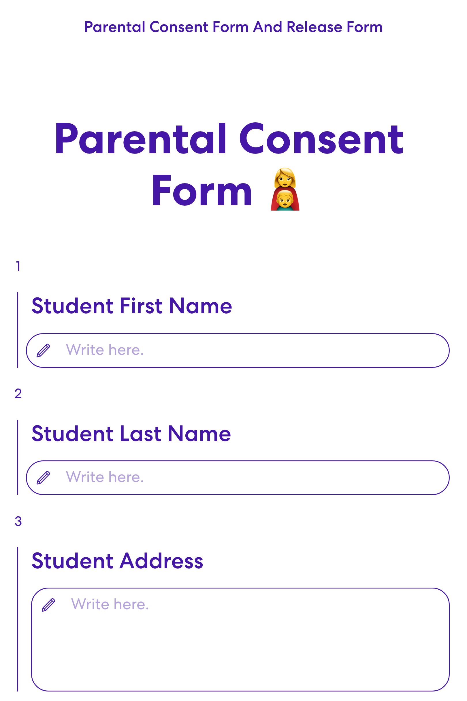 Screenshot of Parental Consent Form And Release Form template