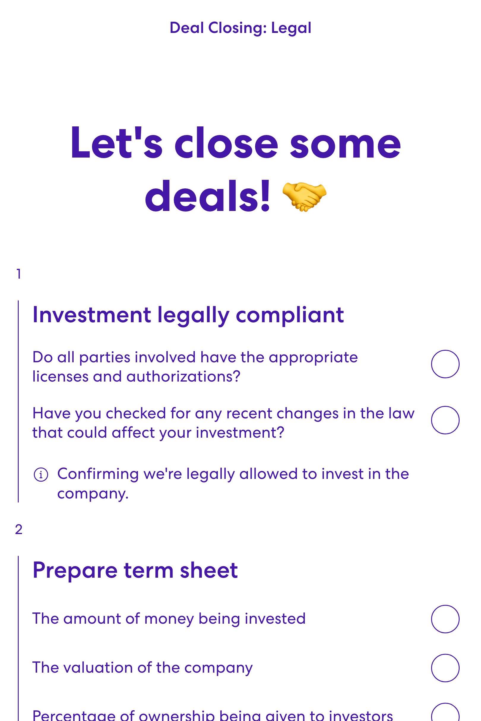 Screenshot of Deal Closing: Legal template